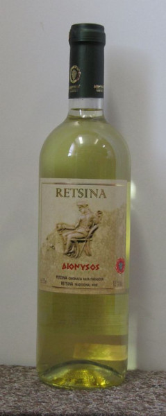 Retsina Dionýsos - řecké víno - 11% - bílé suché víno - 0.75L