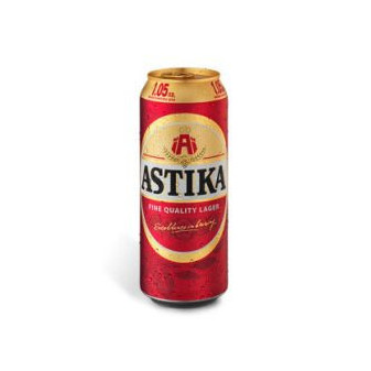 Astika pivo 4.3% - plech - bulharské pivo - 0.5L