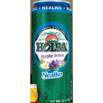 Holba Horské byliny - nealko - plech - pivovar Holba - 0.5L