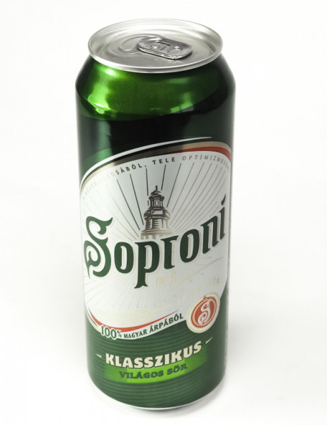 Soproni 5.3% - světlý ležák - pivovar Heineken - plech - 0.5L - maďarské pivo