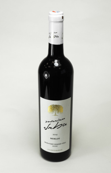 Merlot - moravsko zemské červené suché 10,5% - vinařství Vrba - 0.75 l
