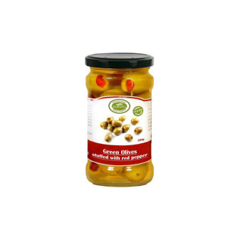Olivy zelené plněné paprikou KORVEL - Řecko - 290g