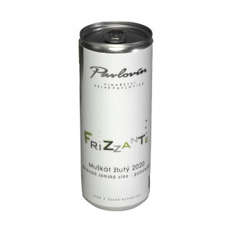 Frizzante - Muškát žlutý - jemně perlivé polosladké - 10,5% - Pavlovín - plech - 0.25 l