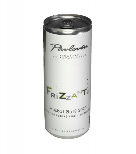 Frizzante - Muškát žlutý - jemně perlivé polosladké - 10,5% - Pavlovín - plech - 0.25 l