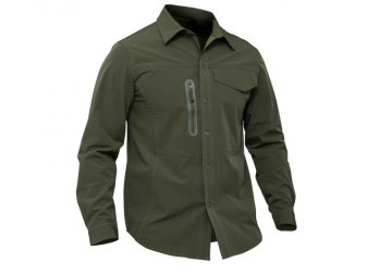 Košile elastická s dlouhým rukávem, army zelená, L, Smilodon