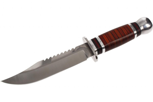 Nůž lovecký s pilkou v dřevěném designu - 26cm