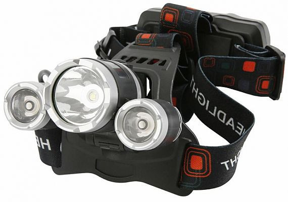 Svítilna čelovka Headlight H931, T6+2 XPE 300lm, 1200mAh, USB nabíjení, dosah 200m