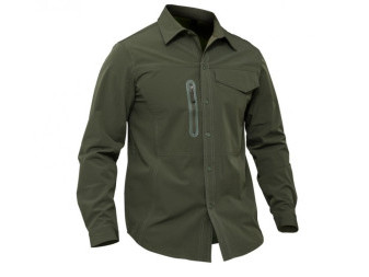 Košile elastická s dlouhým rukávem, army zelená, XXXL, Smilodon