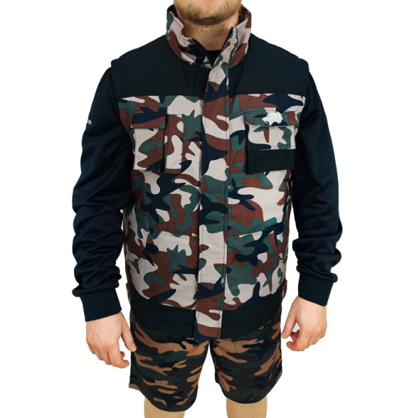 Vesta se zipem maskáčová SMILODON polyester, XXXL